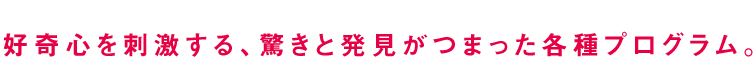 好奇心を刺激する、驚きと発見がつまった各種プログラム。