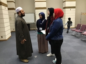 NAIST Muslim students having a discussion with Imam Mohsen Shaker Bayoumy.