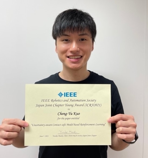 Cheng-Yu Kuo (Robot Learning Lab) receives IEEE Robotics & Automation Society Japan Joint Chapter Young Award
