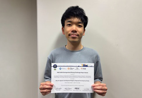 ソフトウェア工学研究室の田中 英武さん(D1)らが、23rd International Mining Software Repositories Conference(MSR2026)において Distinguished Mining Challenge Paper Awardを受賞