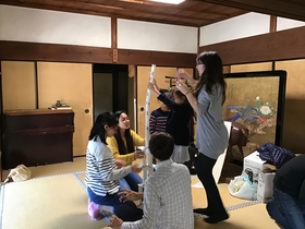International students interacting with local children in Templish