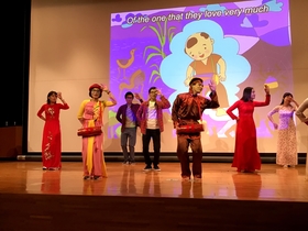 International students dancing to popular Vietnamese songs