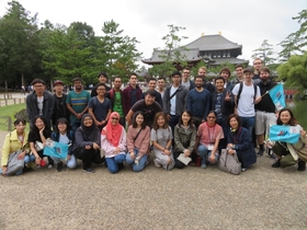 Participants in front of the Daibutsu-den of Todaiji Temple