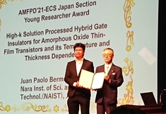 Assistant Professor Bermundo Paolo Juan (Information Device Science Laboratory) receives ECS Young Researcher Award