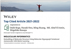 Paper of Daiki Koge et al. was recognized as a top cited paper in Molecular Informatics.