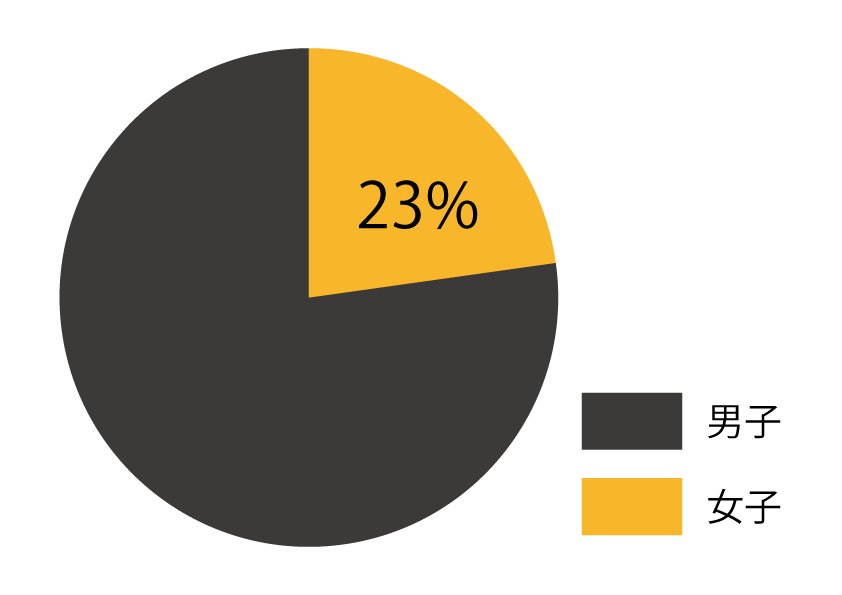 Pie chart of female graduate students in master's programs