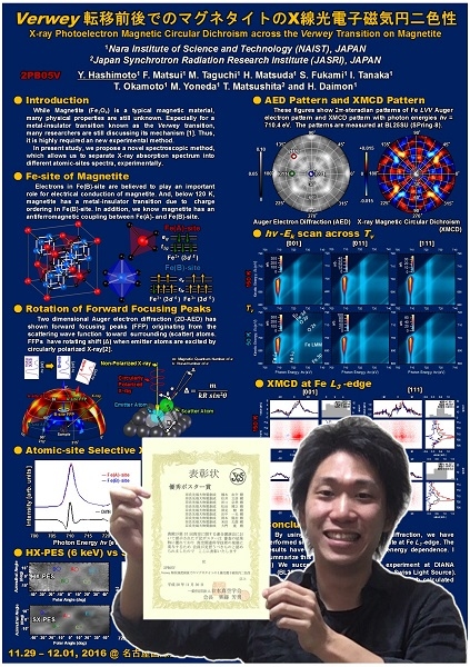 凝縮系物性学研究室の橋本由介さん（博士後期課程2年）が第57回真空に関する連合講演会において優秀ポスター賞を受賞