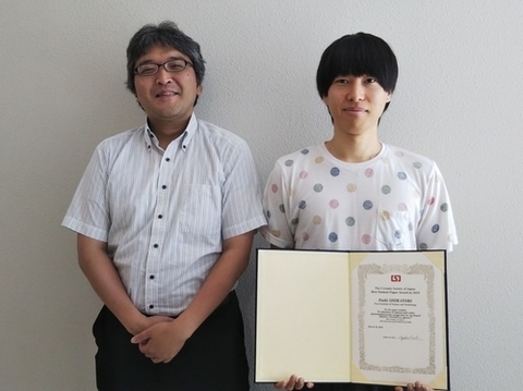 センシングデバイス研究室の白鳥大毅さん（博士後期課程1年）が、2019年度日本セラミックス協会学生優秀論文賞を受賞