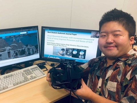 サイバネティクス・リアリティ工学研究室の中野 萌士さん(博士後期課程2年)らが国際学会ISMAR 2021においてBest Student-Authored Journal Paperを受賞